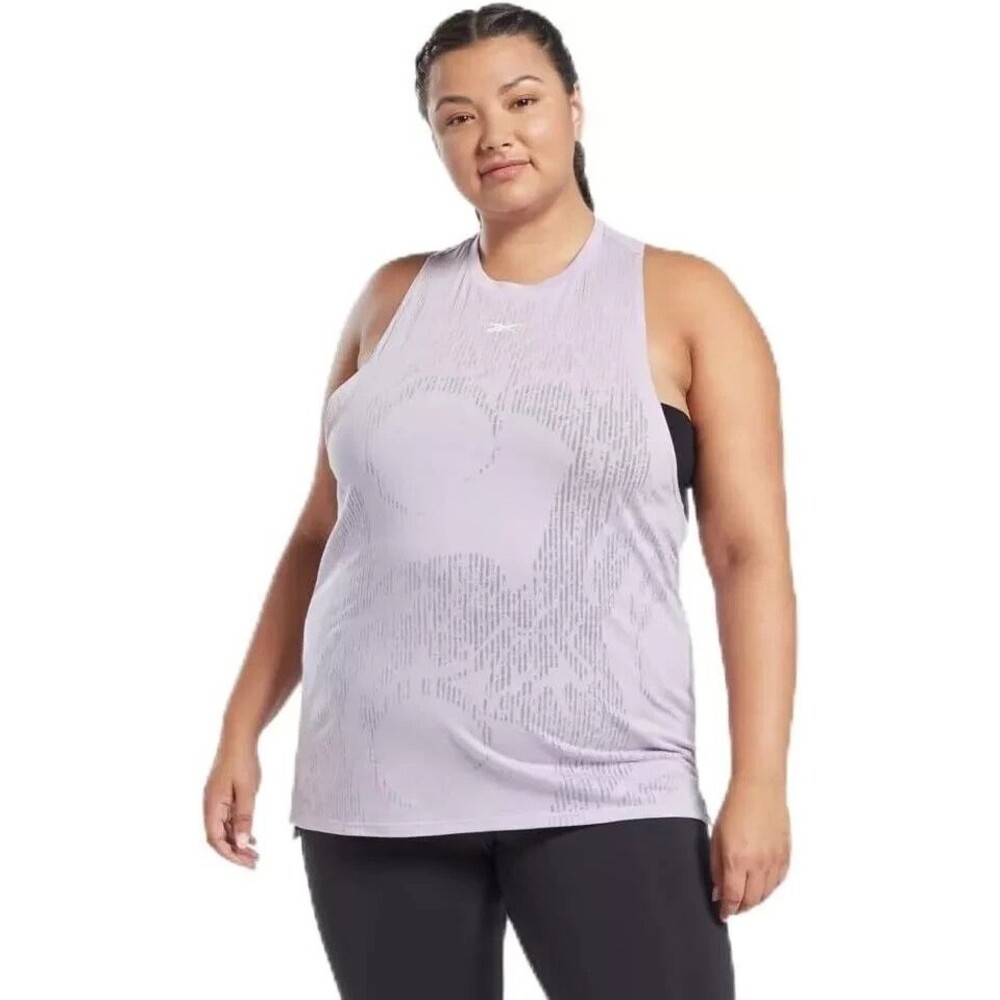 Reebok Women's Plus Size Activewear Lightweight Burnout Tank Top Purple Oasis 1X